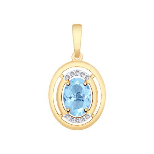 Подвеска из красного золота с топазом и фианитами