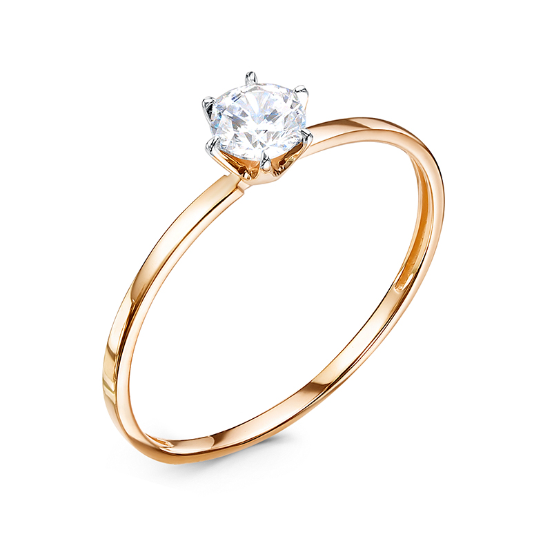 Кольцо из красного золота с фианитом