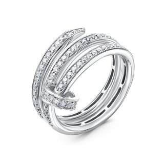 Кольцо из белого золота с фианитами