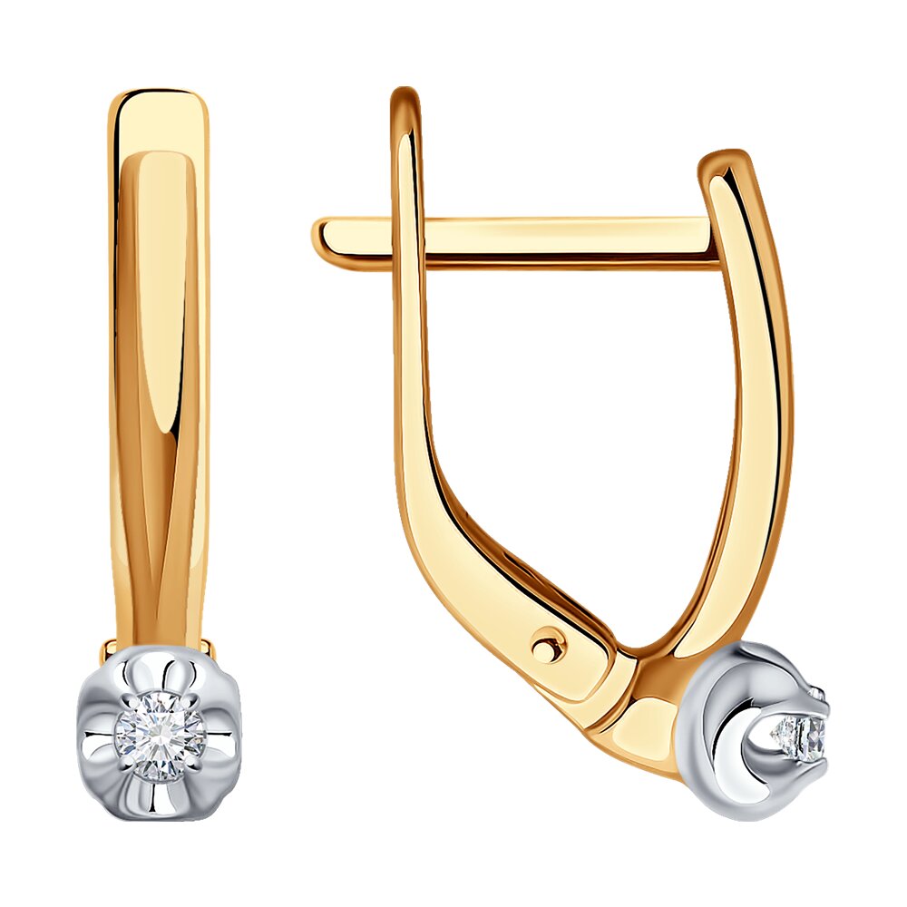 Серьги из красного золота с бриллиантами