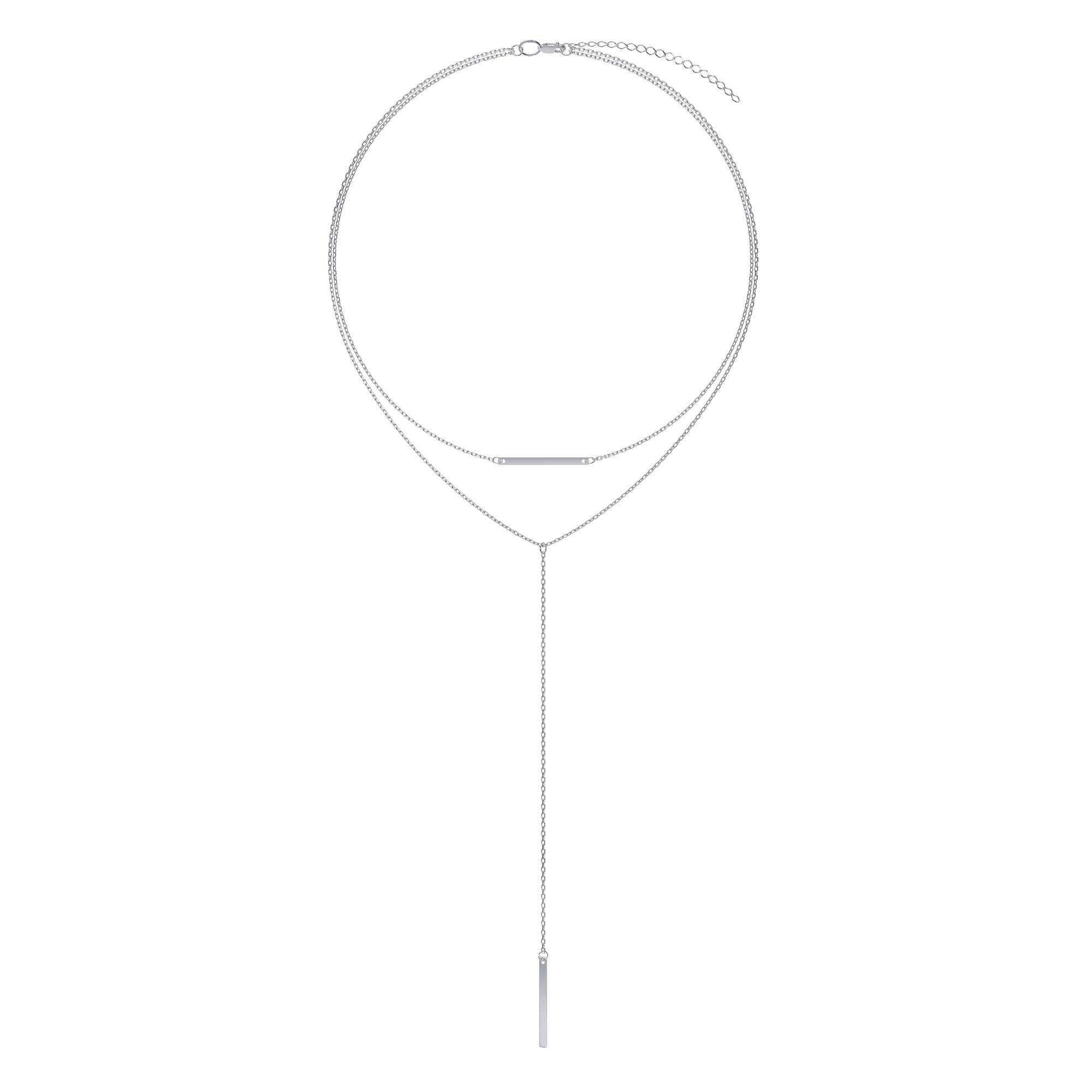 Колье-галстук из серебра «Двухрядное ролло с пластинами»