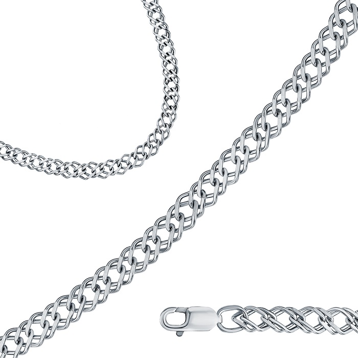 Цепь из серебра 925, плетение «Ромб двойной»