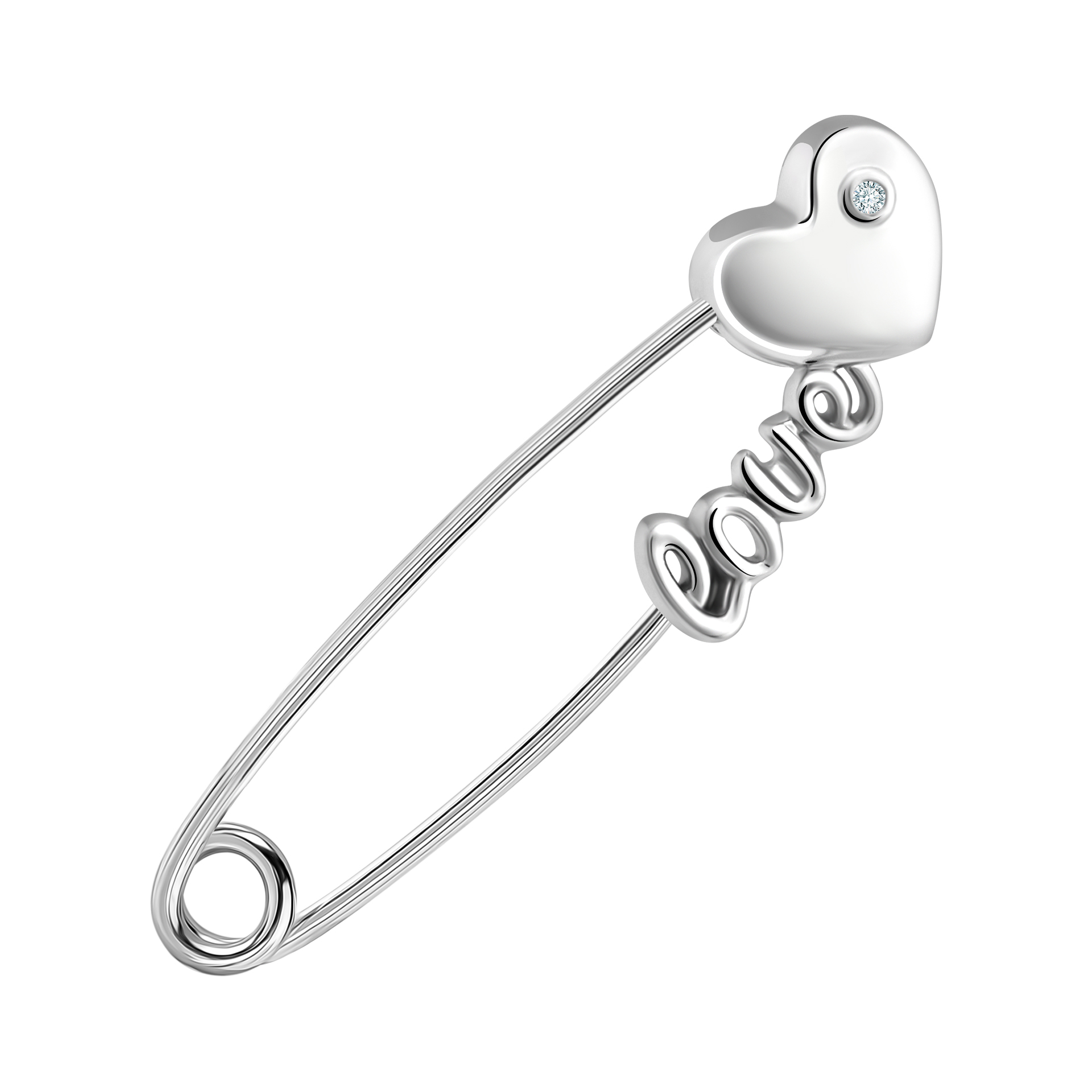 Брошь-булавка из серебра с фианитом