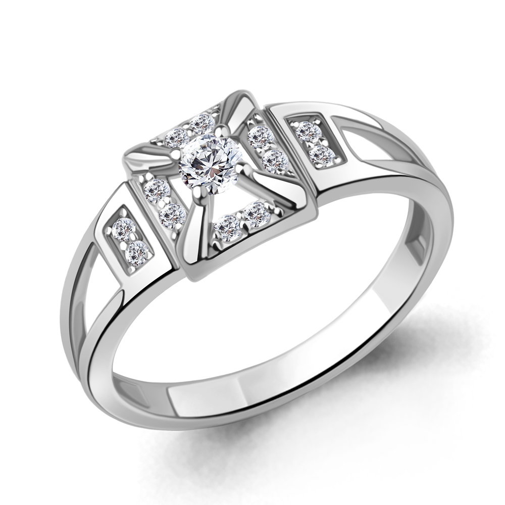 Кольцо из серебра с фианитами