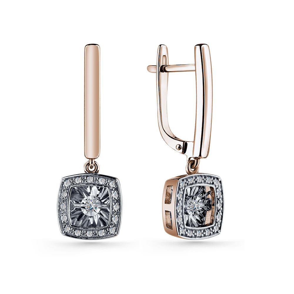 Серьги из красного золота с бриллиантами