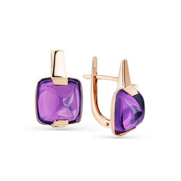 Серьги из красного золота с аметистами
