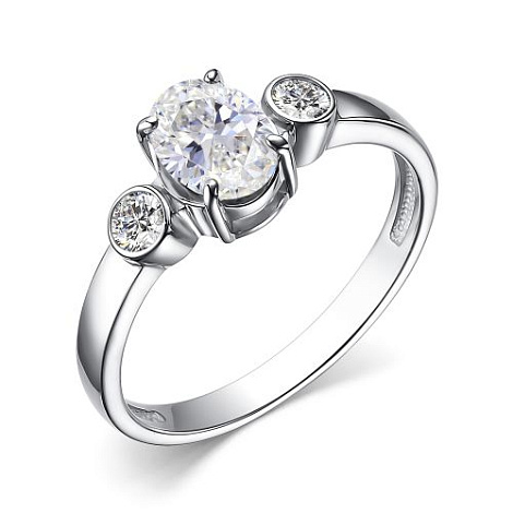 Кольцо из серебра с горным хрусталем и фианитами