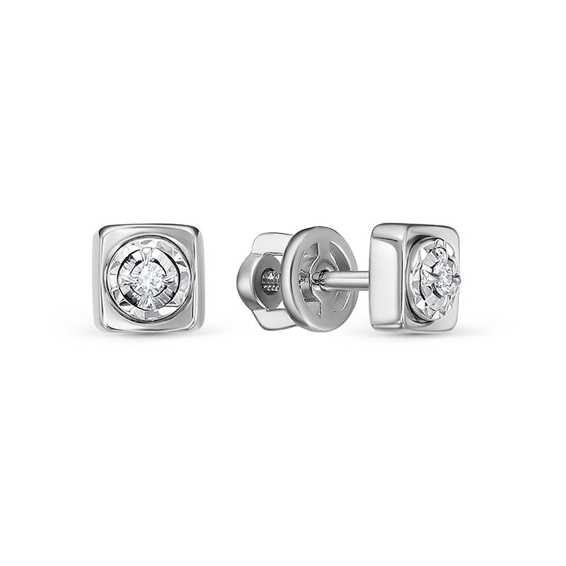 Серьги пусеты из золота с бриллиантами