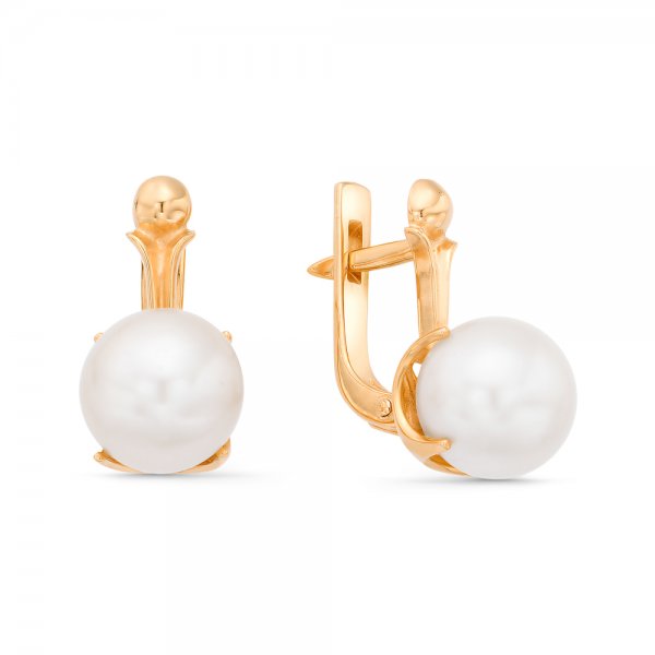 Серьги из красного золота с жемчугом