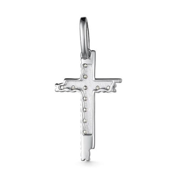 Декоративный крестик из белого золота с бриллиантами