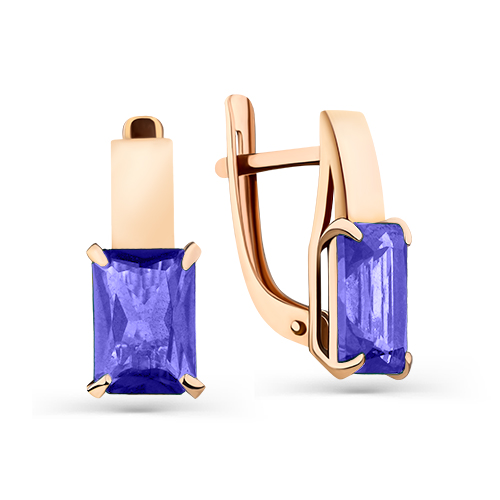 Серьги из красного золота с танзанитами
