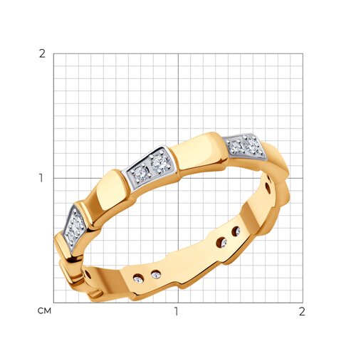 Кольцо из красного золота с фианитами