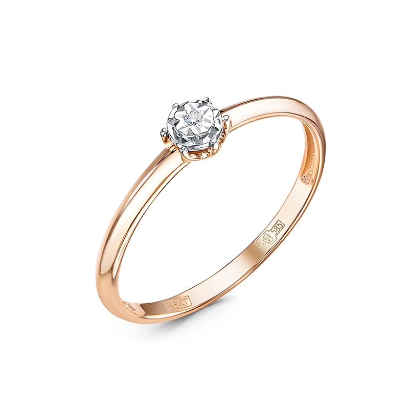 Кольцо из красного золота с бриллиантом