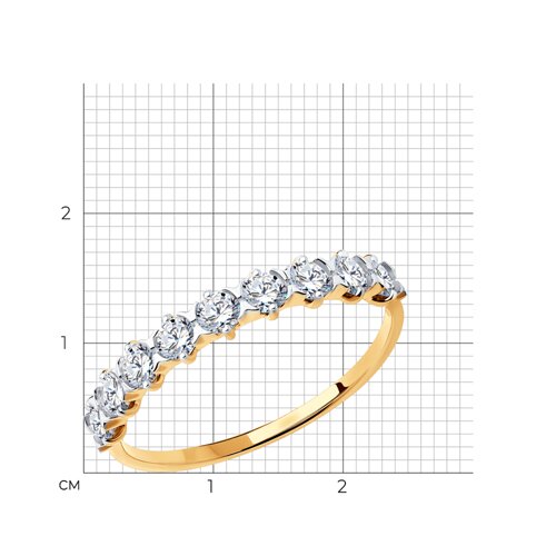 Кольцо из красного золота с фианитами