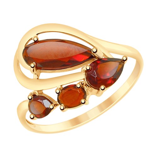 Кольцо из красного золота с гранатами