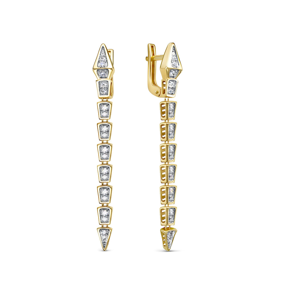 Серьги из желтого золота с фианитами