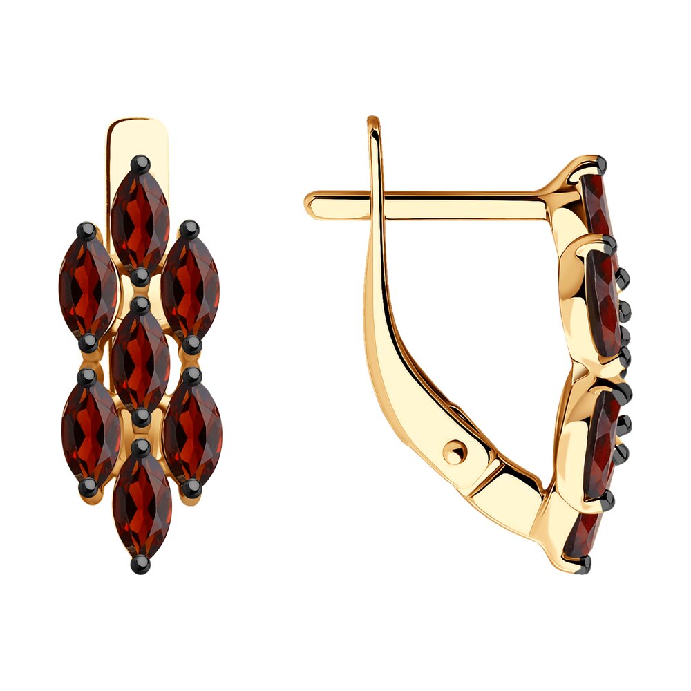 Серьги из красного золота с гранатами