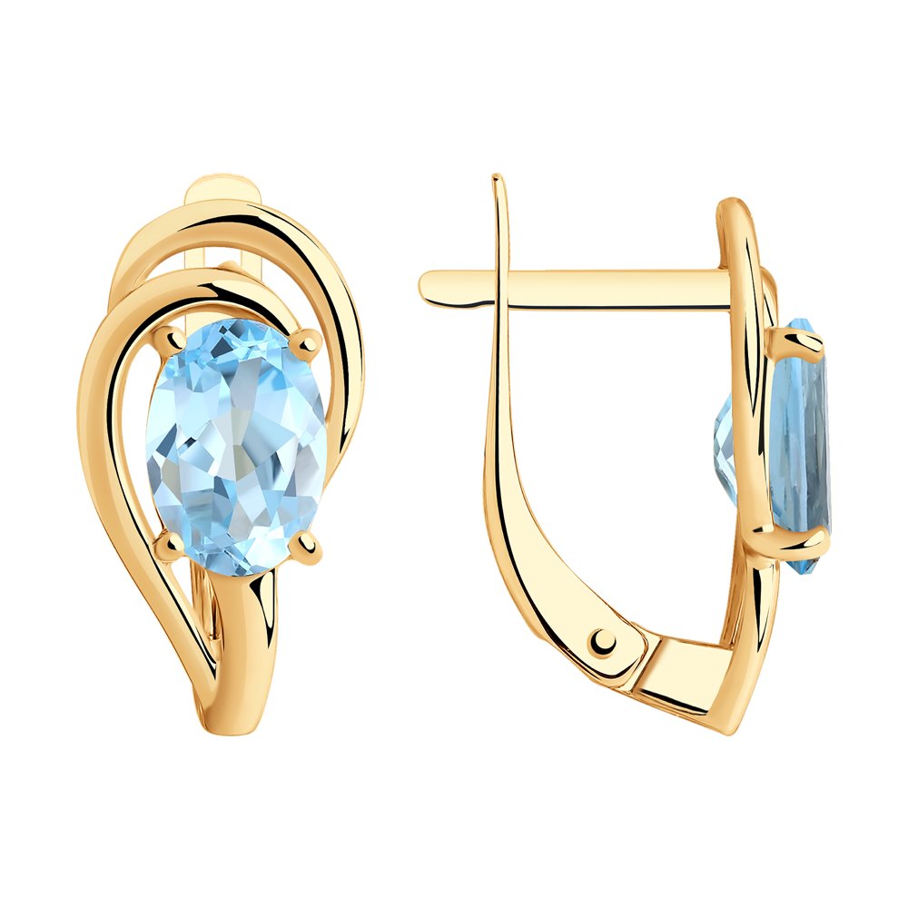 Серьги из красного золота с топазами