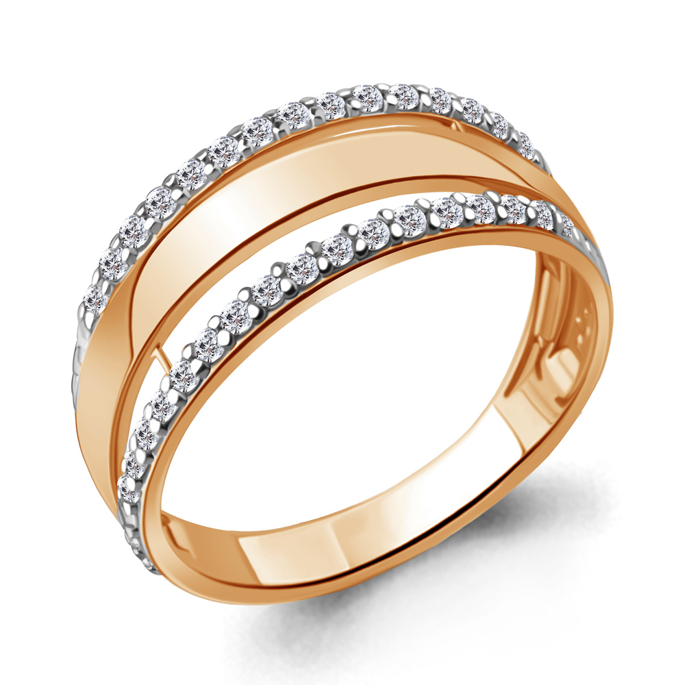 Кольцо из красного золота с фианитами