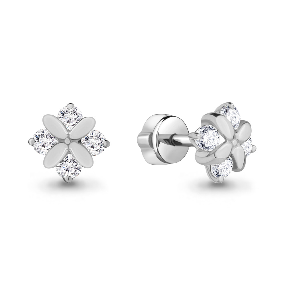 Серьги-пусеты из серебра с фианитами