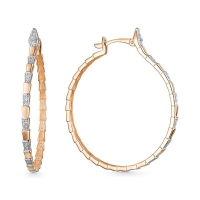 Серьги из красного золота с цирконием в форме змеи