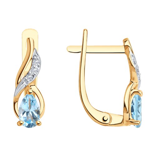 Серьги из красного золота с топазами и фианитами