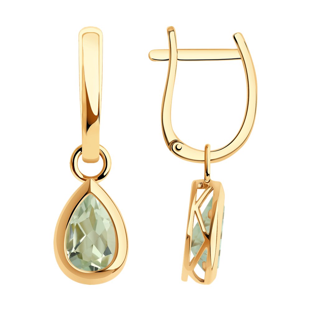 Серьги из красного золота с празиолитом