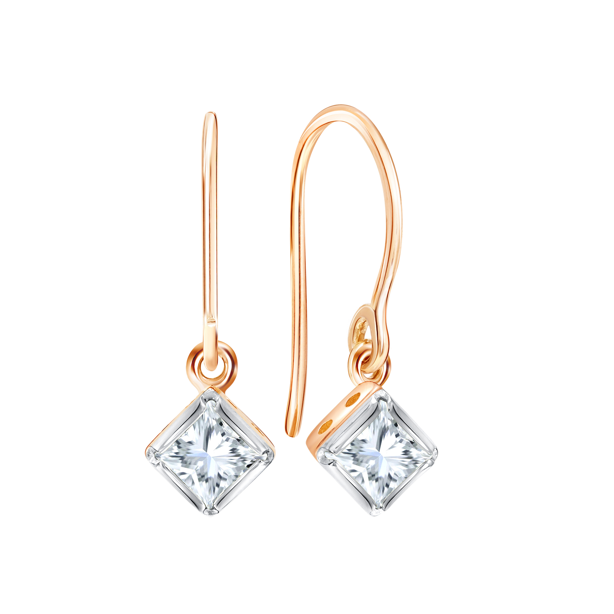 Серьги из красного золота с фианитами