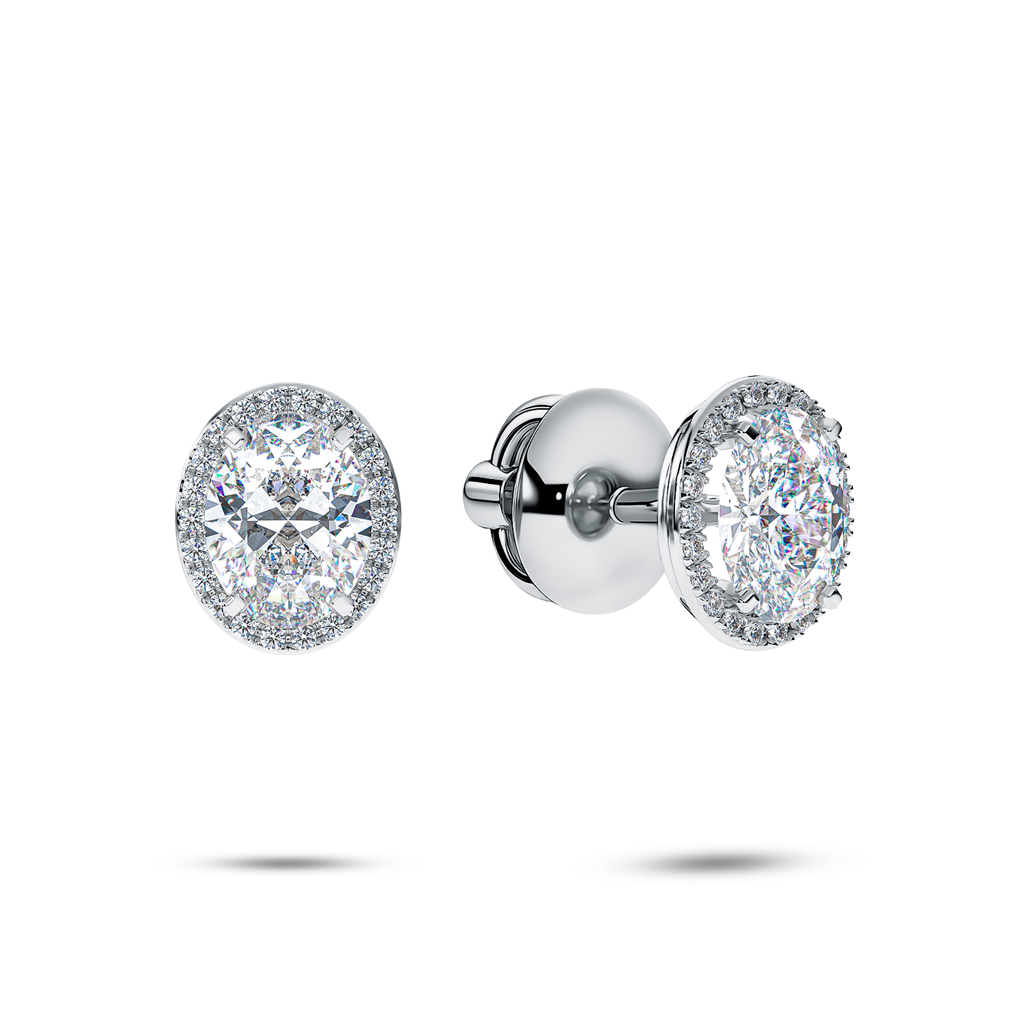 Серьги пусеты из белого золота с бриллиантами