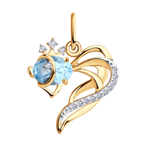 Подвеска из красного золота с топазом и фианитами