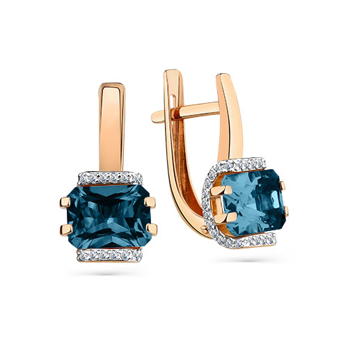 Серьги из красного золота с топазами и фианитами