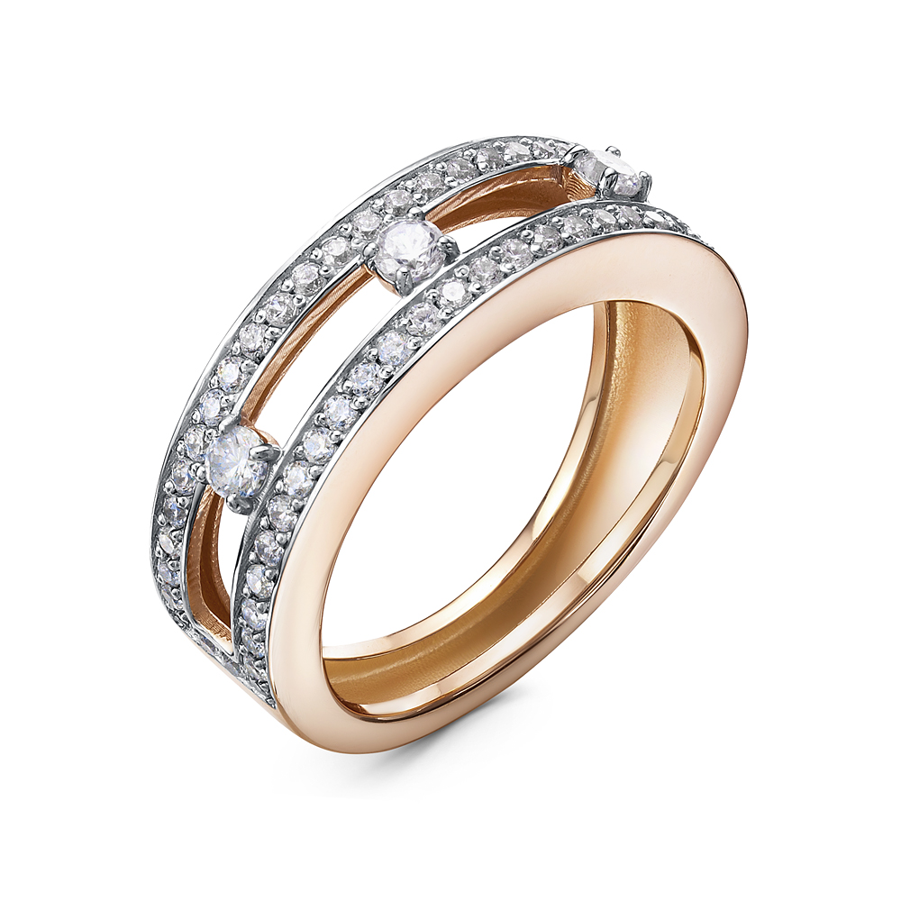 Кольцо из красного золота с фианитами