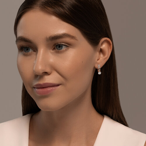 Серьги из красного золота с фианитами