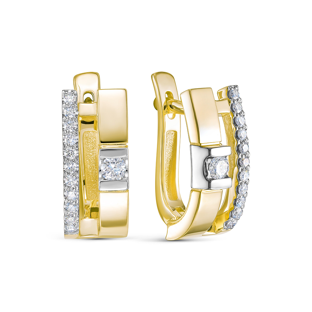 Серьги из желтого золота с бриллиантами