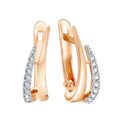 Серьги из красного золота с фианитами