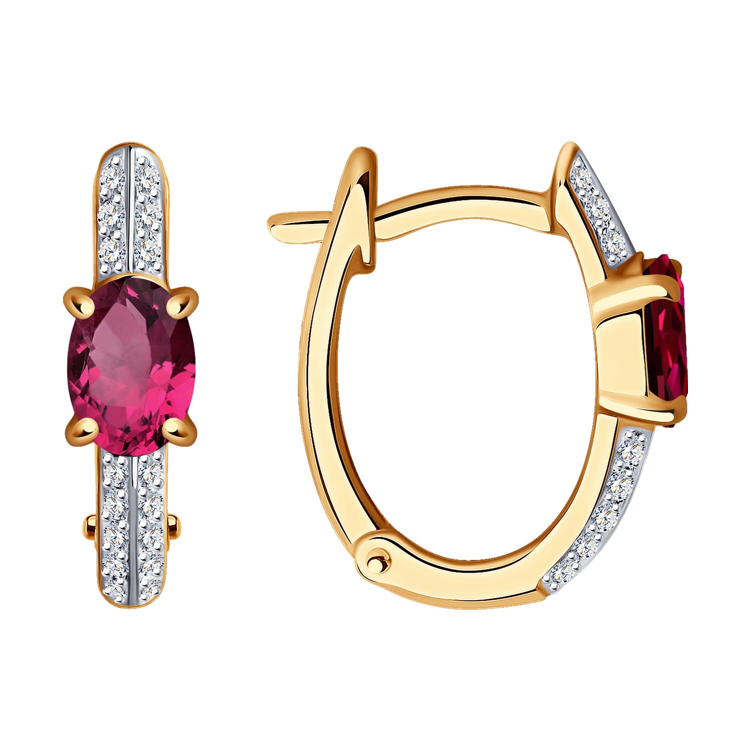 Серьги из красного золота с рубинами и бриллиантами