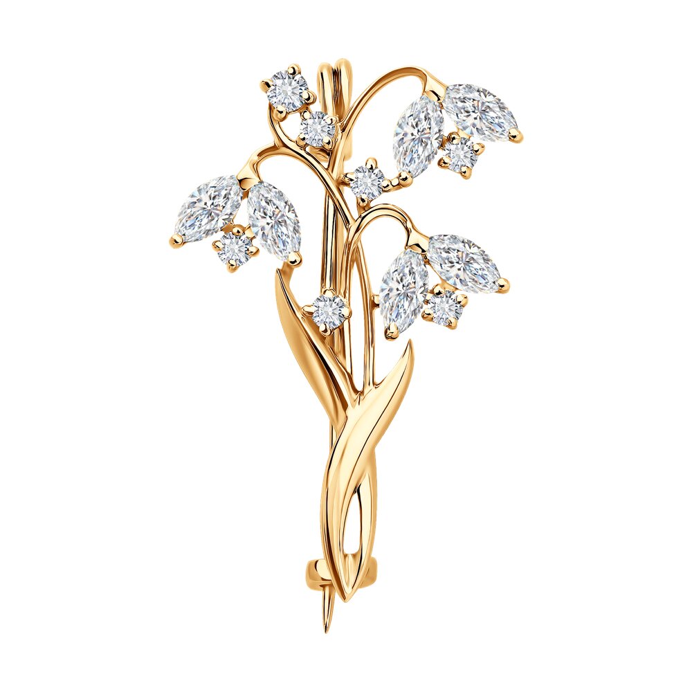 Брошь из красного золота с бриллиантами