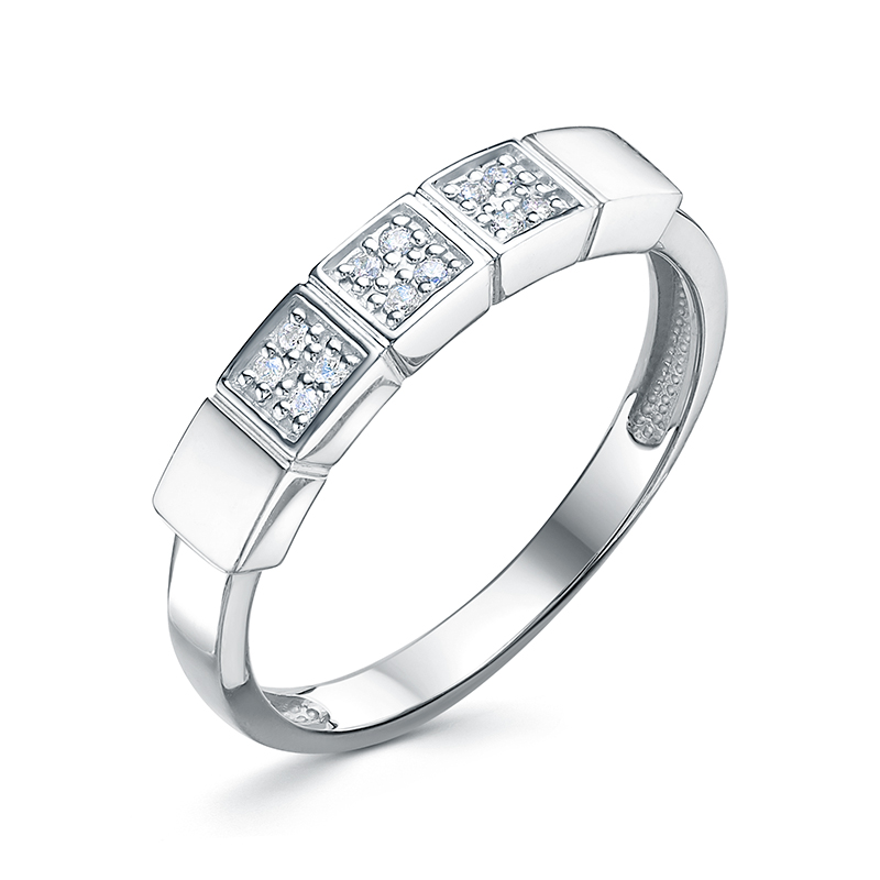 Кольцо из белого золота с фианитами