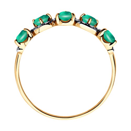 Кольцо из красного золота с агатами и фианитами