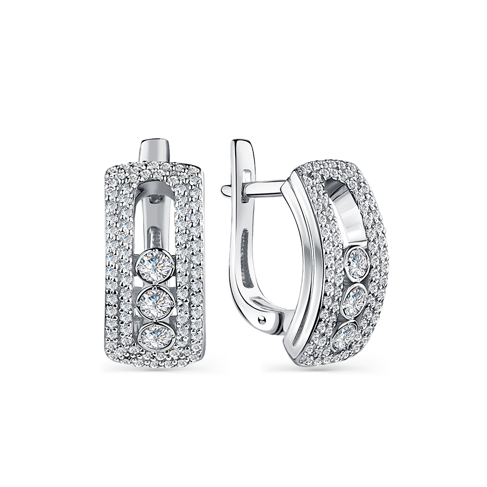 Серьги из белого золота с танцующими бриллиантами