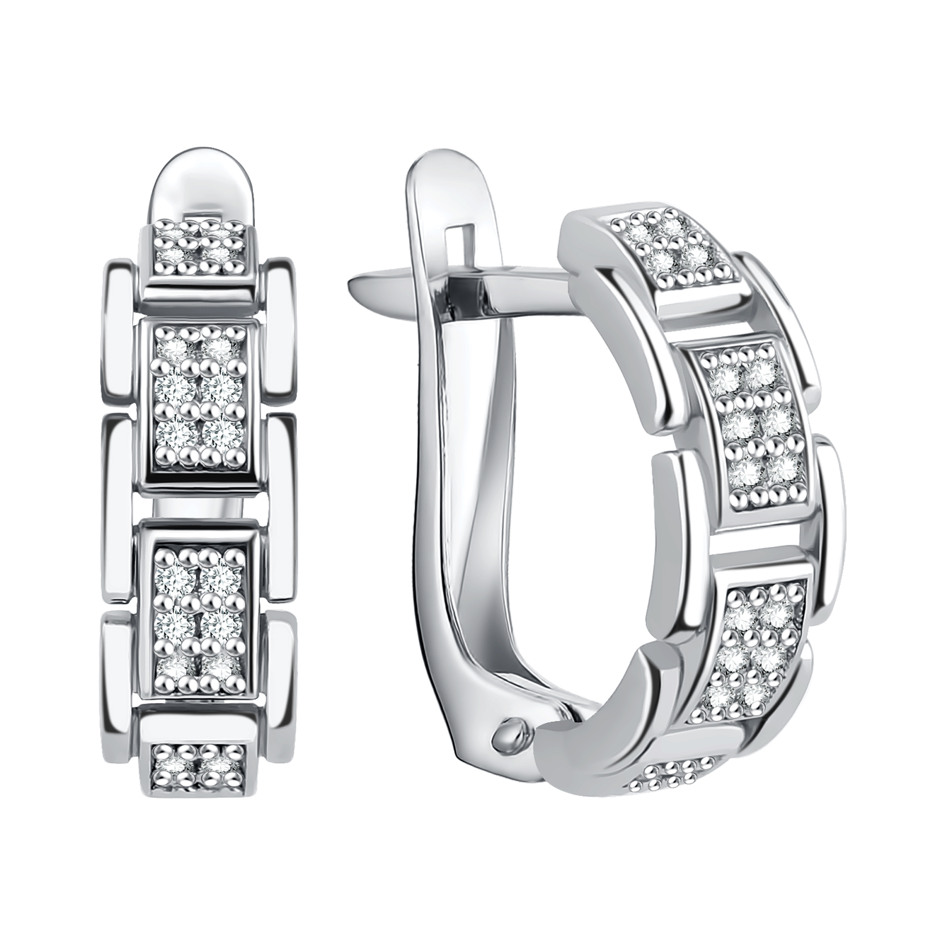 Серьги из серебра с фианитами