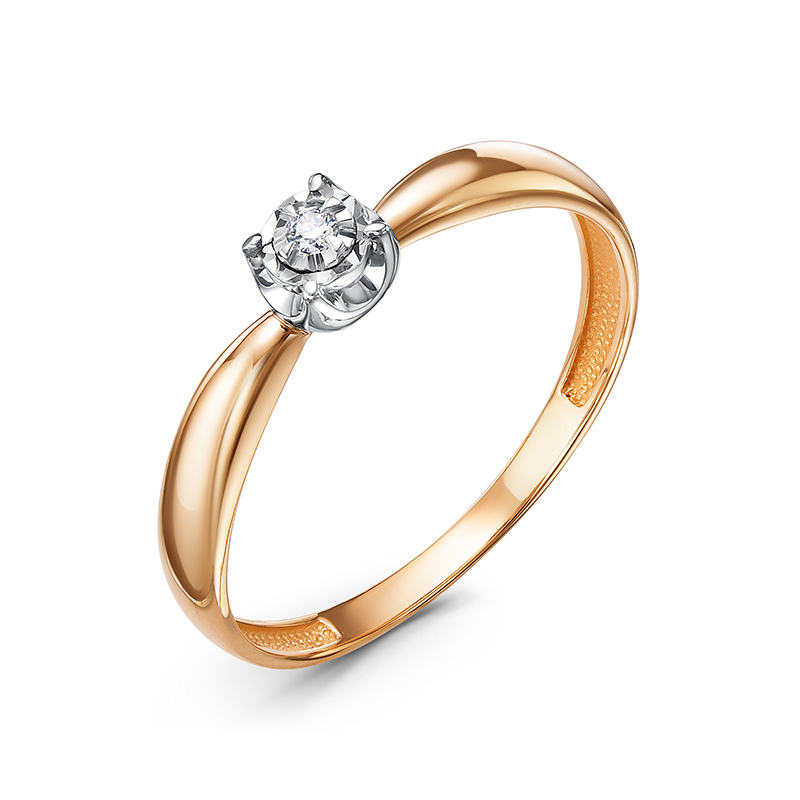 Кольцо из красного золота с бриллиантом