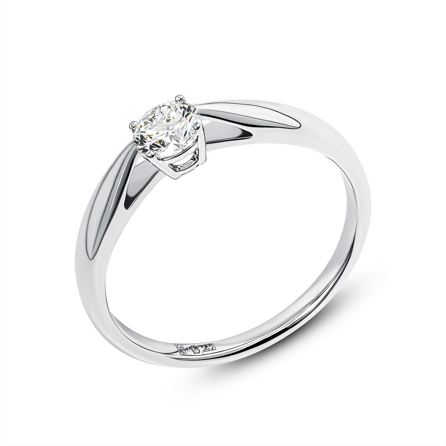 Кольцо из белого золота с бриллиантом