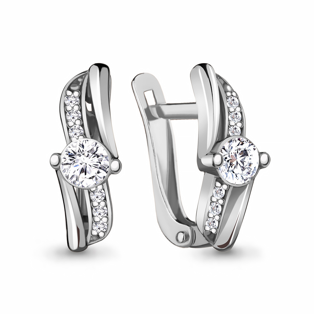 Серьги из серебра с фианитами