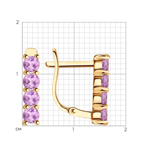 Серьги из красного золота с аметистами