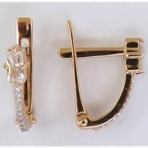 Серьги из красного золота с фианитами