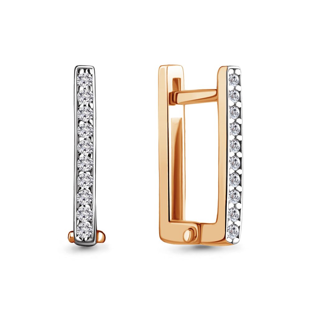 Серьги из красного золота с фианитами