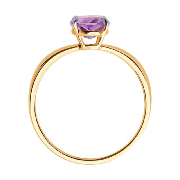 Кольцо из красного золота с аметистом