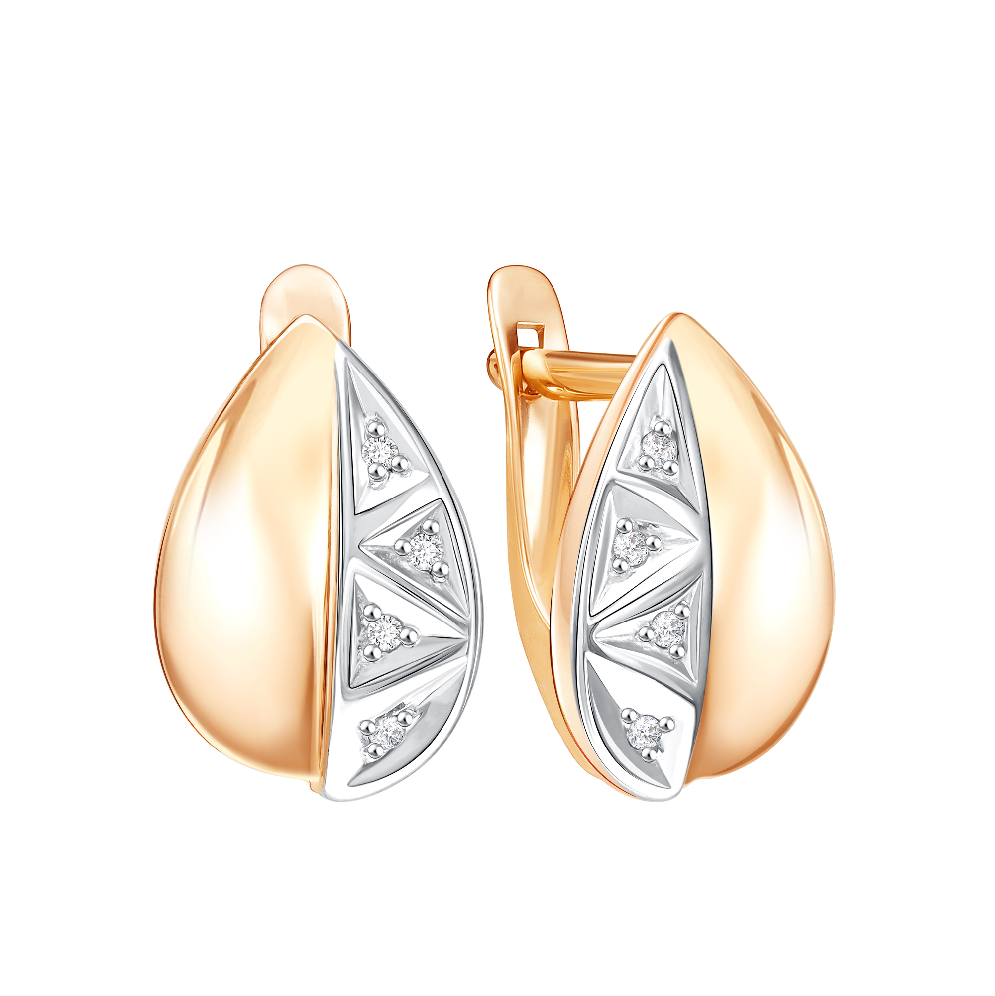 Серьги из красного золота с фианитами