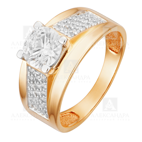 Кольцо из красного золота с фианитами